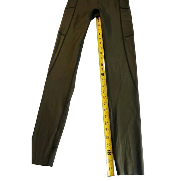 Aerie Offline Goals Hi Rise Long Inseam Olive Green Leggings With Pockets Sz XS - Picture 2 of 10